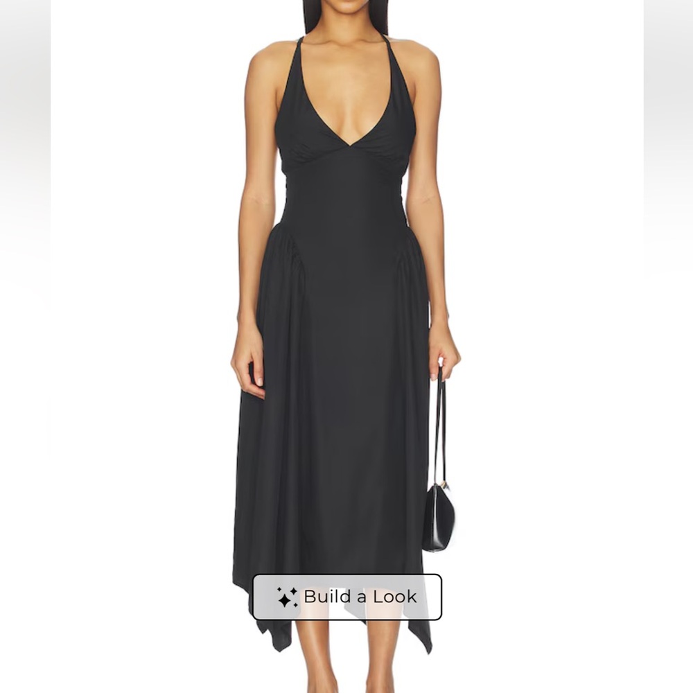 Black Halter V-Neck Maxi Dress for Women